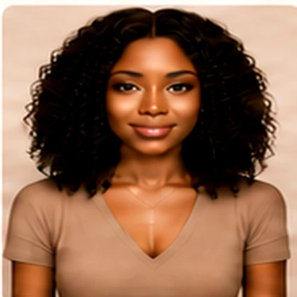 Customer wearing a curly human hair wig from Lewis and Ailsa