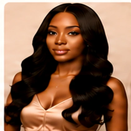 Customer wearing a body wave human hair wig from Lewis and Ailsa